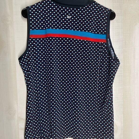 Tail ladies sleeveless navy with white and red dots‎ golf top, size XL NWOT - Picture 15 of 15